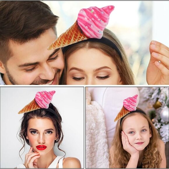 Ice Cream Cone Headband 2PCS Fun Food Cosplay Costume Party Accessories main image 5